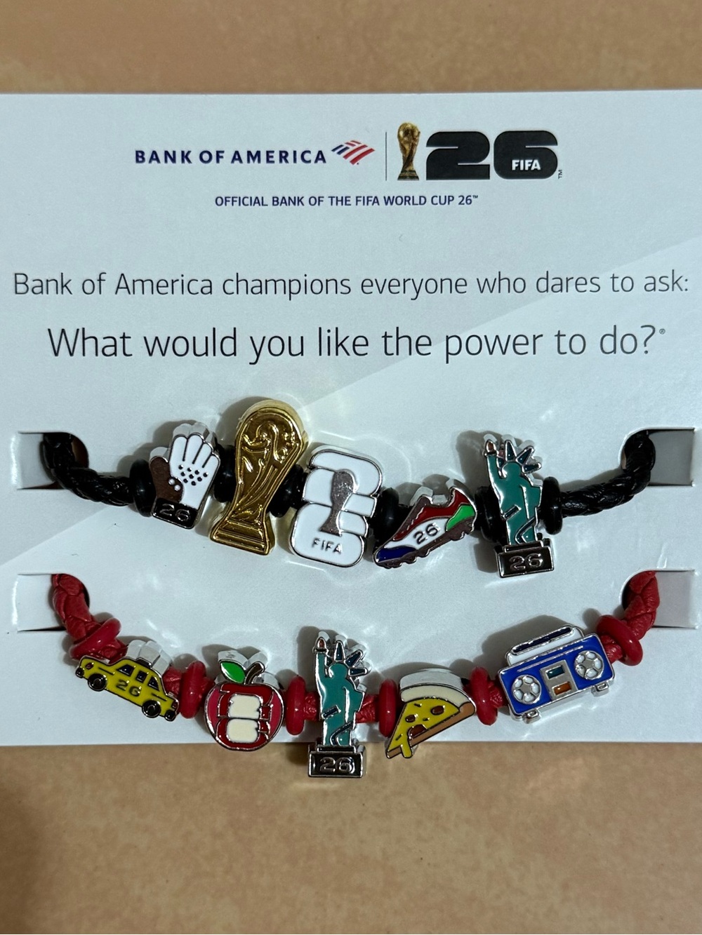 Bank of America FIFA World Cup 2026 Gold & Multicolor NYC theme Charm Bracelet